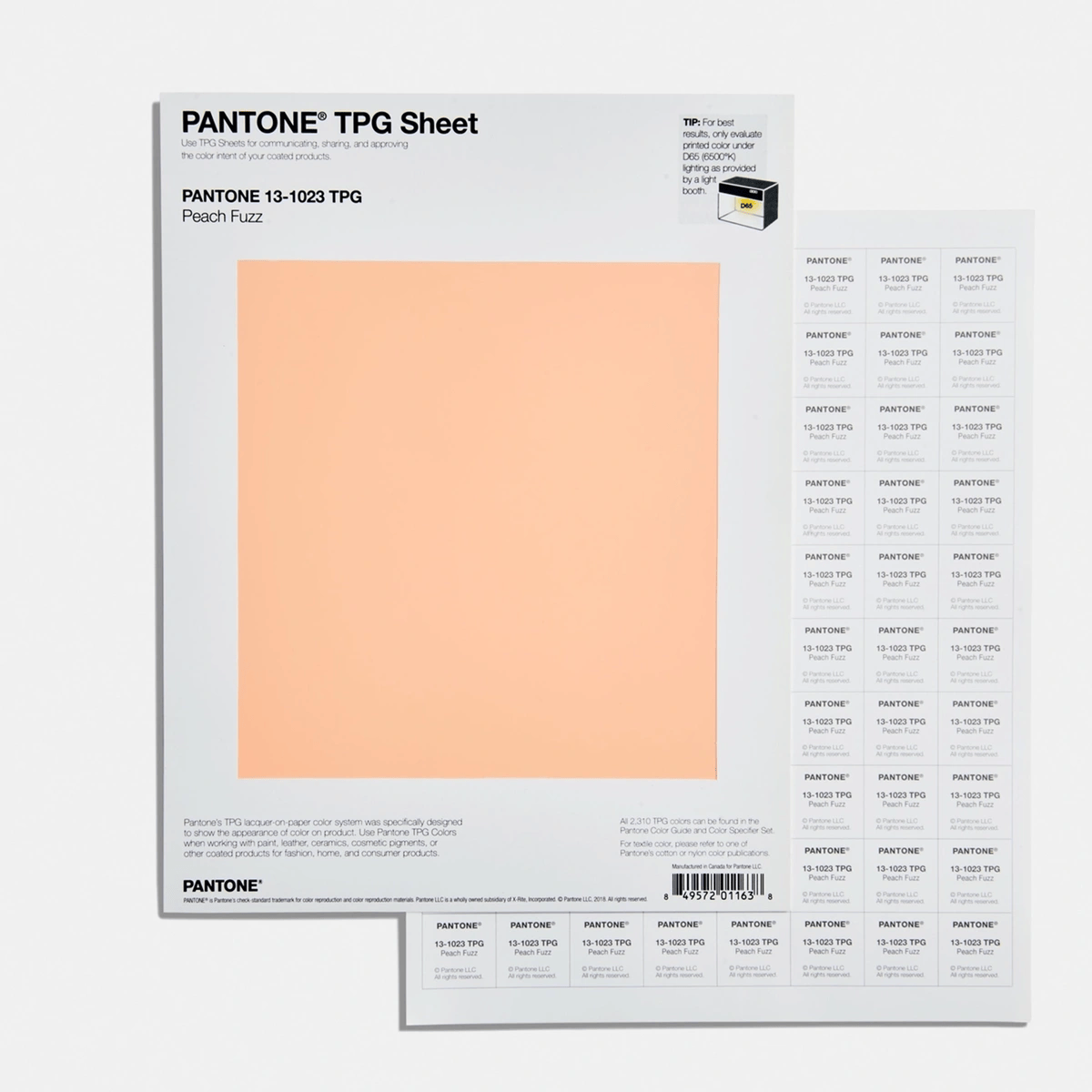 LARGE PAPER SWATCHES (TPG SHEETS), PANTONE COLOR OF THE YEAR 2024